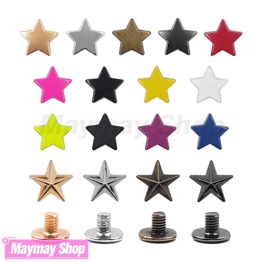 5-10pcs 12/13.5mm Metal Stars Rivets Screw Punk Studs For Clothing Garment Shoes Hat Leather Belt DIY Decor Clothes Accessories