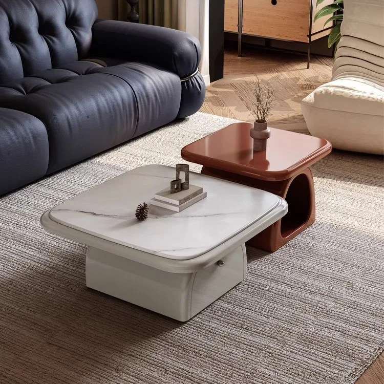 Italian minimalist square coffee table combination paint art storage designer light luxury modern simple living room home
