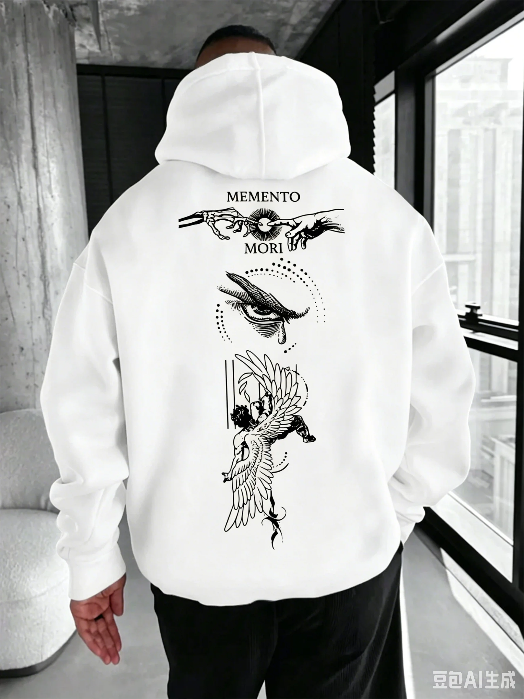 Men's Casual Hooded Sweatshirt with Japanese-style Fashion Print Suitable for Autumn Winter Daily Commutes StreetStyle Home Wear