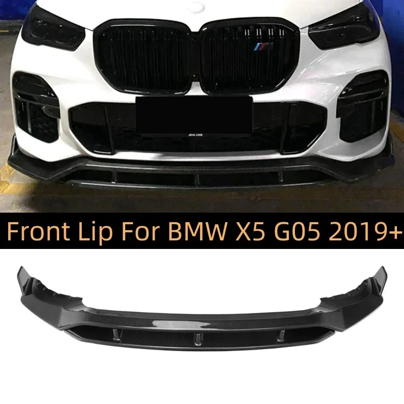 For BMW X5 G05 Sports Carbon Fiber  Front Bumper Spoiler Lip Splitter Bumper Guard Protector Body Kit Car Accessories 2019-UP