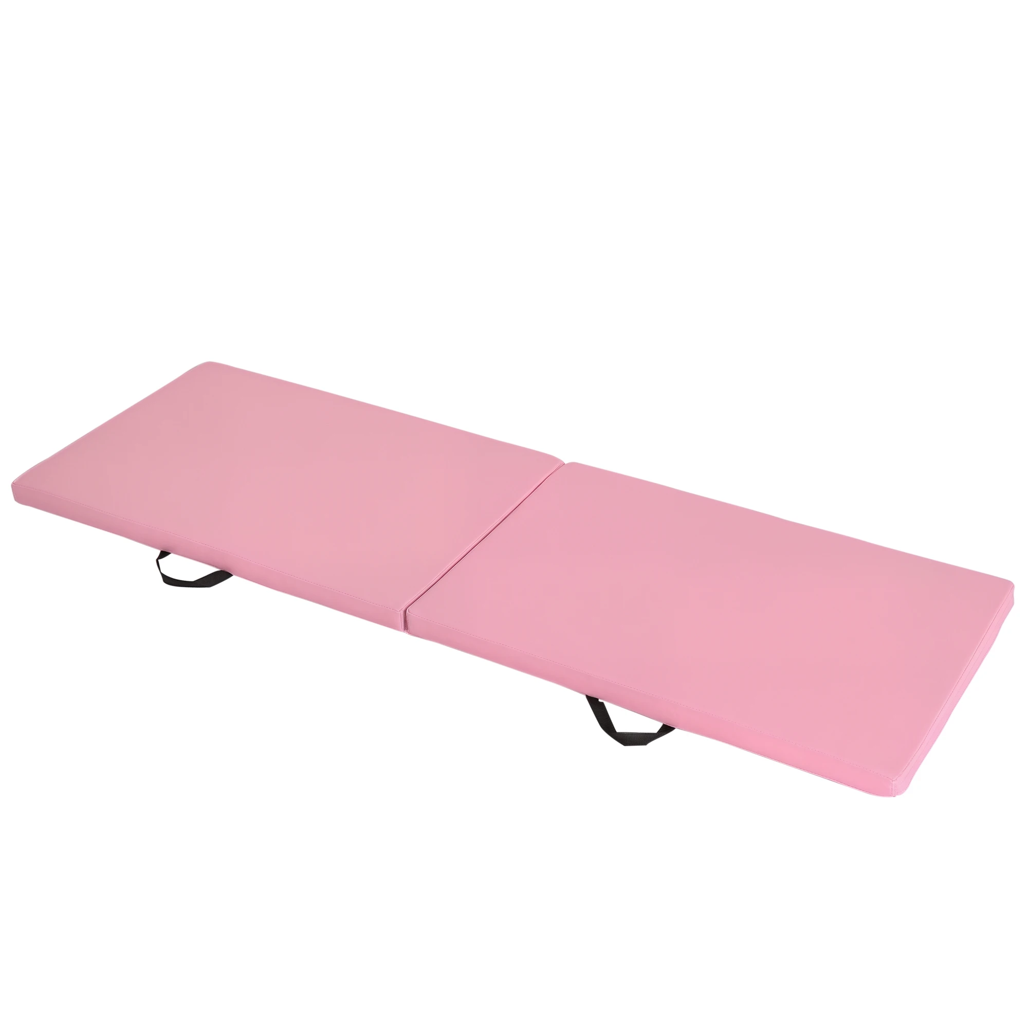 HOMCOM Tapis de gymnastique yoga pilates fitness pliable portable grand confort 180L x 60l x 5H cm revêtement synthétique rose