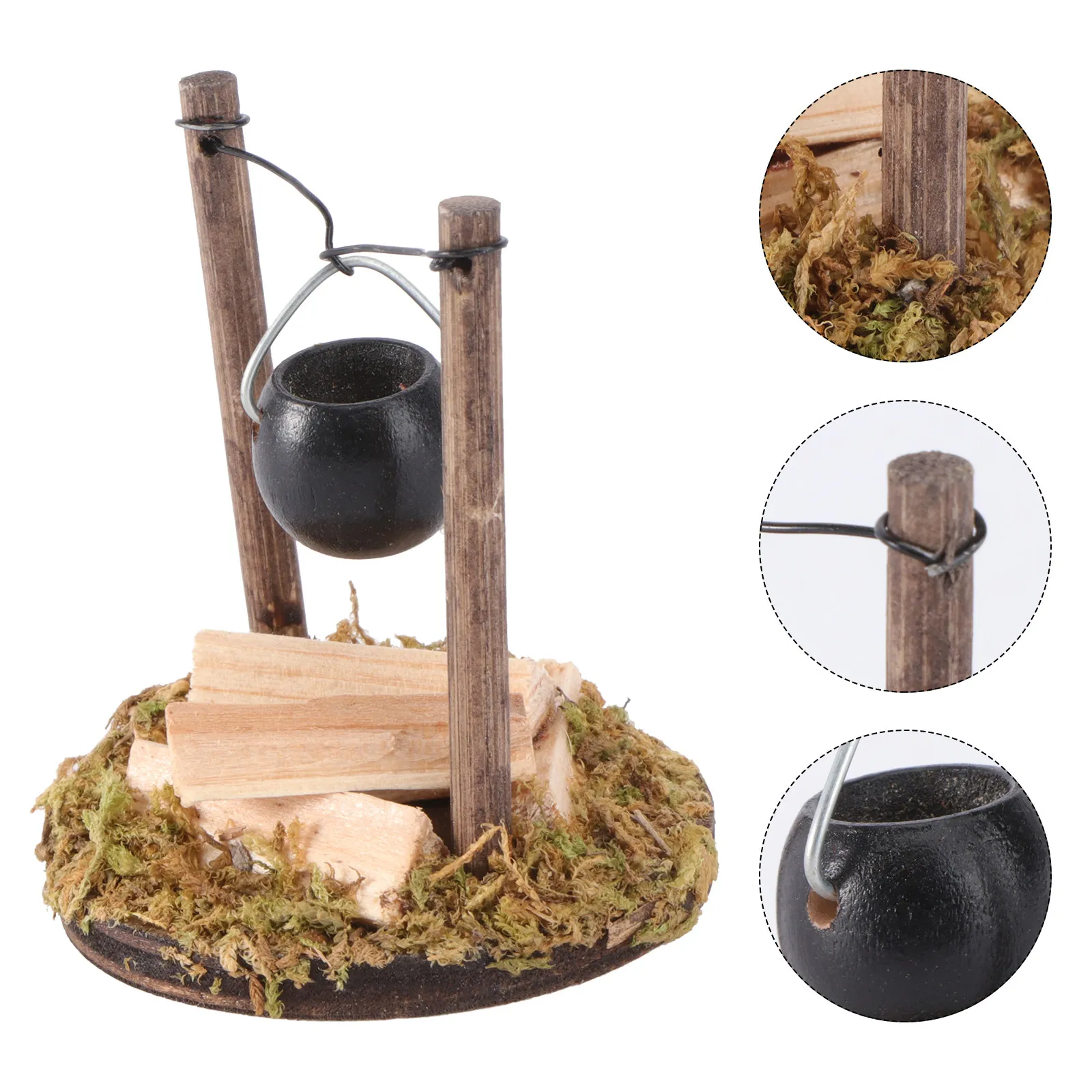 

1Pcs Mini Garden Hanging Stove Ornament Light Brown Fine Craftsmanship Smooth Surface Realistic Mini House Adornment Outdoor DIY