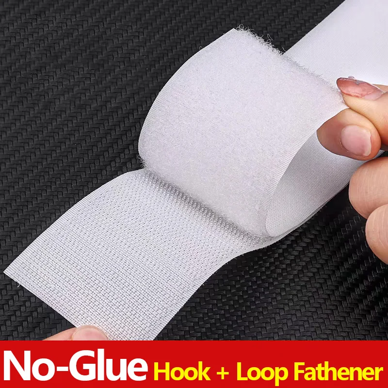 1M/Paar zum Aufnähen Klettverschlussband |   20-50mm Breite Nicht-Klebende Nylon-Streifen-Patches in Weiß zum Nähen, für DIY & Kabelmanagement