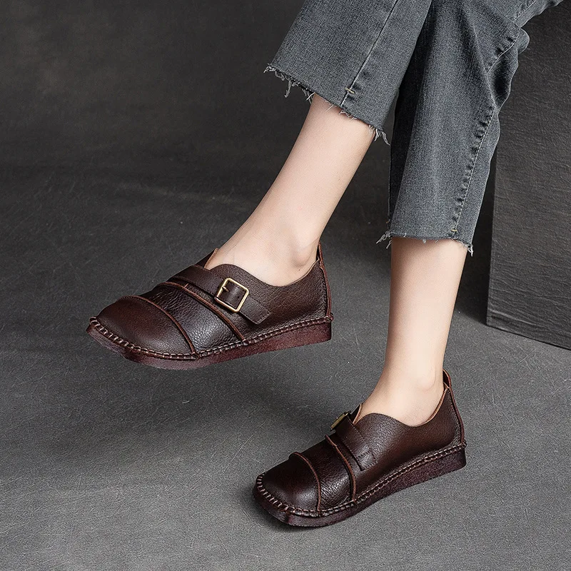 Careaymade-Loafers Handmade Genuine Leather Flats Shoes Moccasins Oxfords Square Toe Soft Sole Elegance Comfy Slip-on Shoes