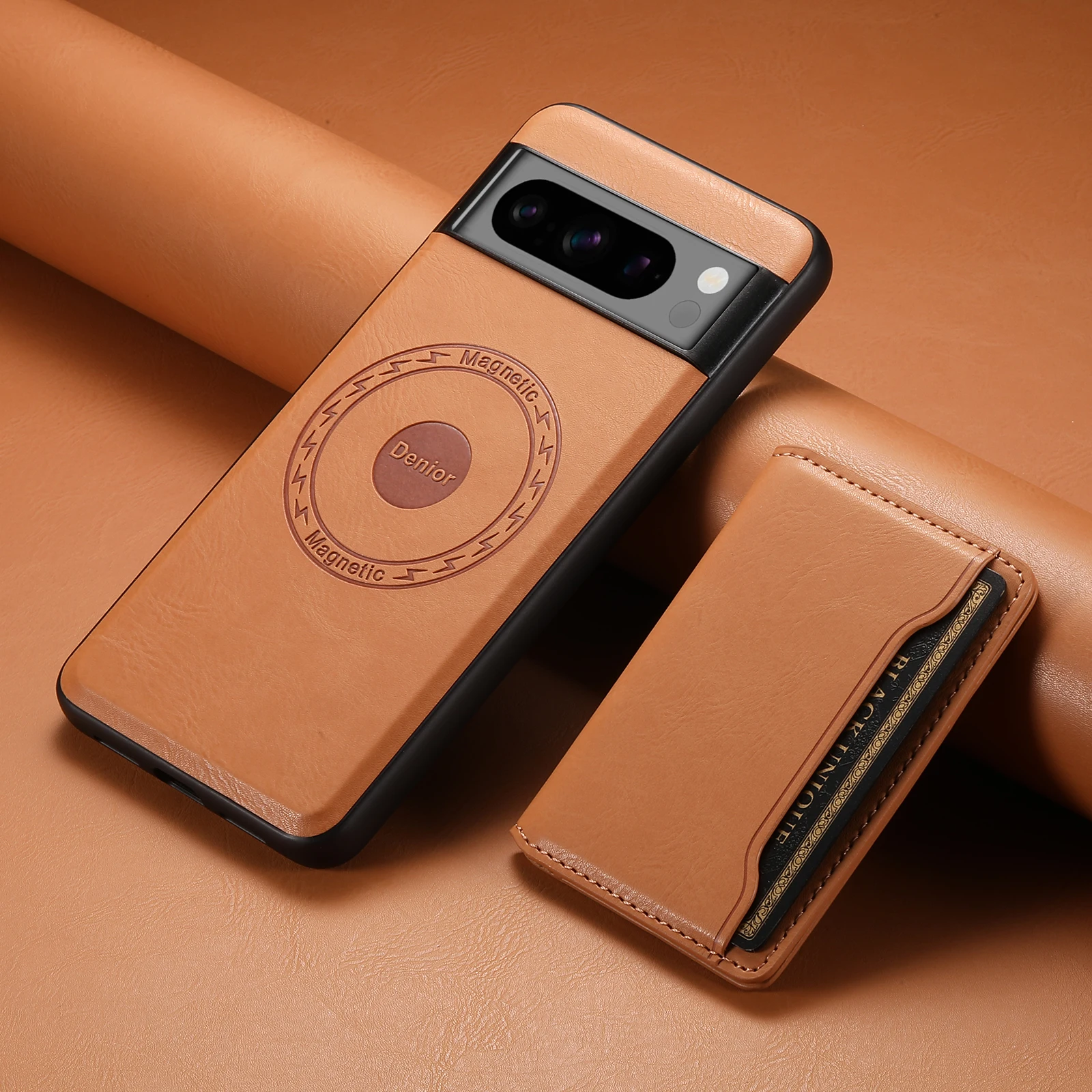 

Magnet Wireless Charging Luxury Faux Leather Phone Case Card Holder Stand For For Google Pixel 10 Pro XL 9 8A 7