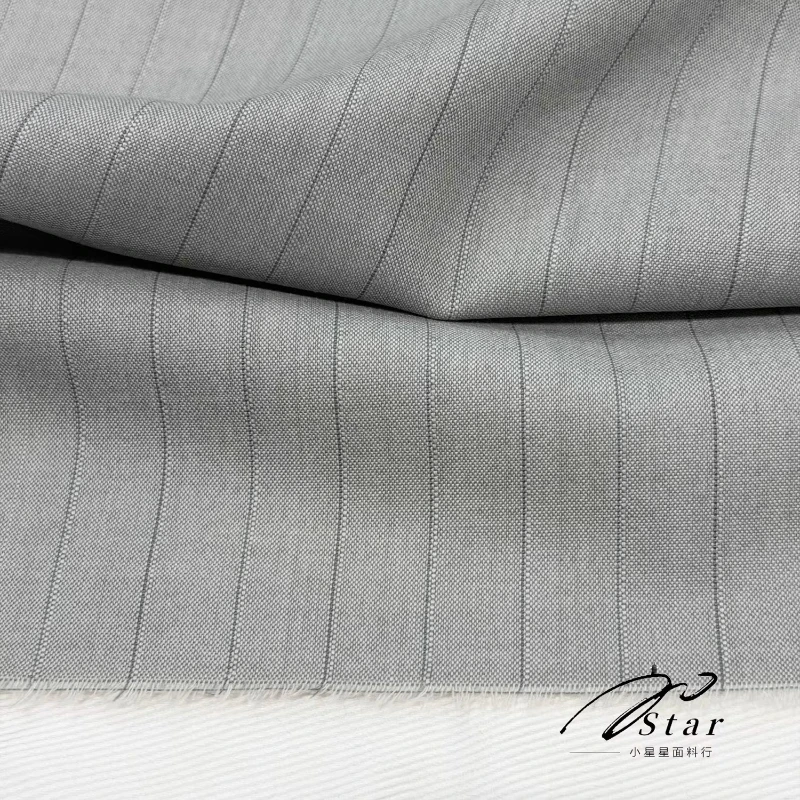 Wool Suit Fabric Japanese Imported Light Grey Stripe Yarn Dyed Fine Spun Spring Autumn Men Blazer Pant Sewing Accessories