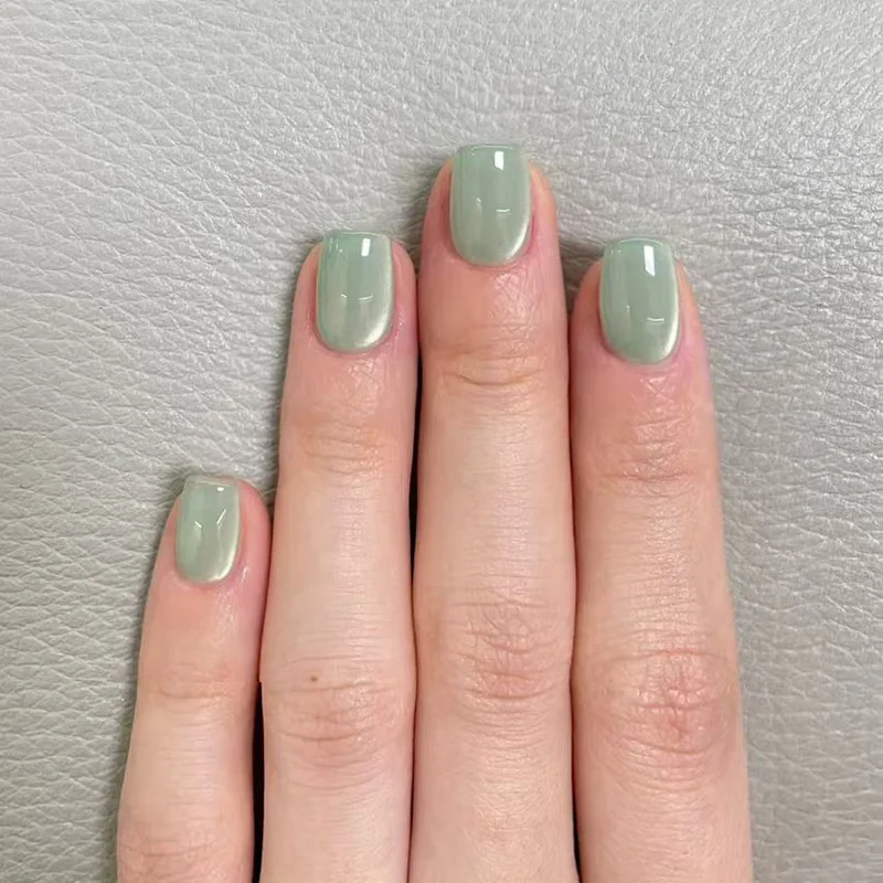 24 قطعة التدرج الملونة وهمية مسمار الفن قابلة لإعادة الاستخدام الحلوى عين القط قصيرة الباليه الأظافر كاذبة مجموعات اضغط على مانيكير مربع بسيط #6