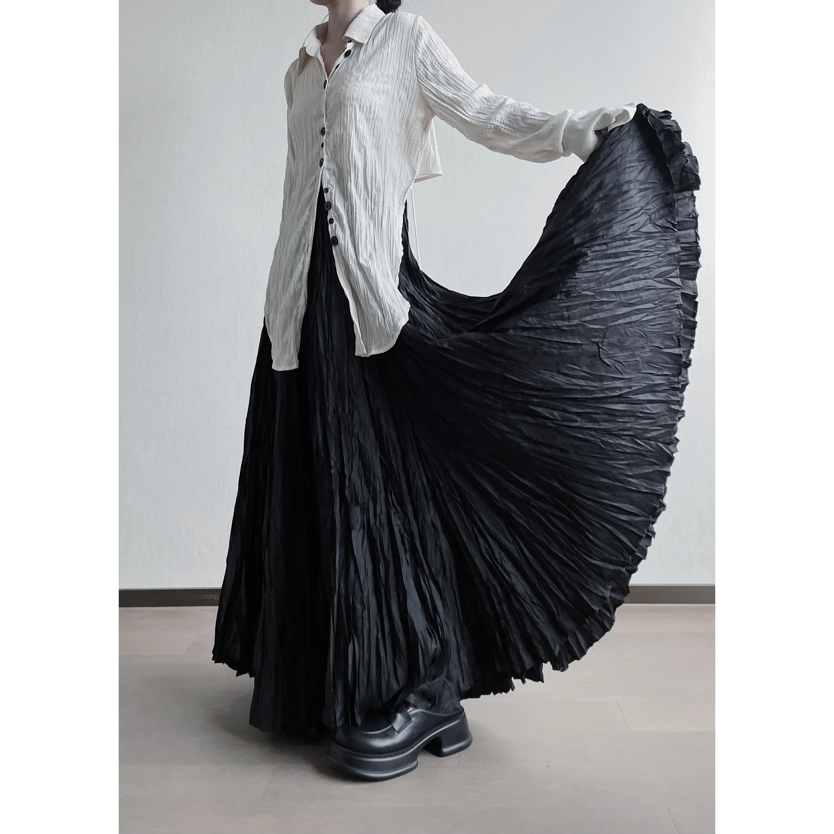 

Dark Wind Extra Large Fold Irregular Skirts Spring Summer Crowd Design Sense Large Swing Skirt for Women