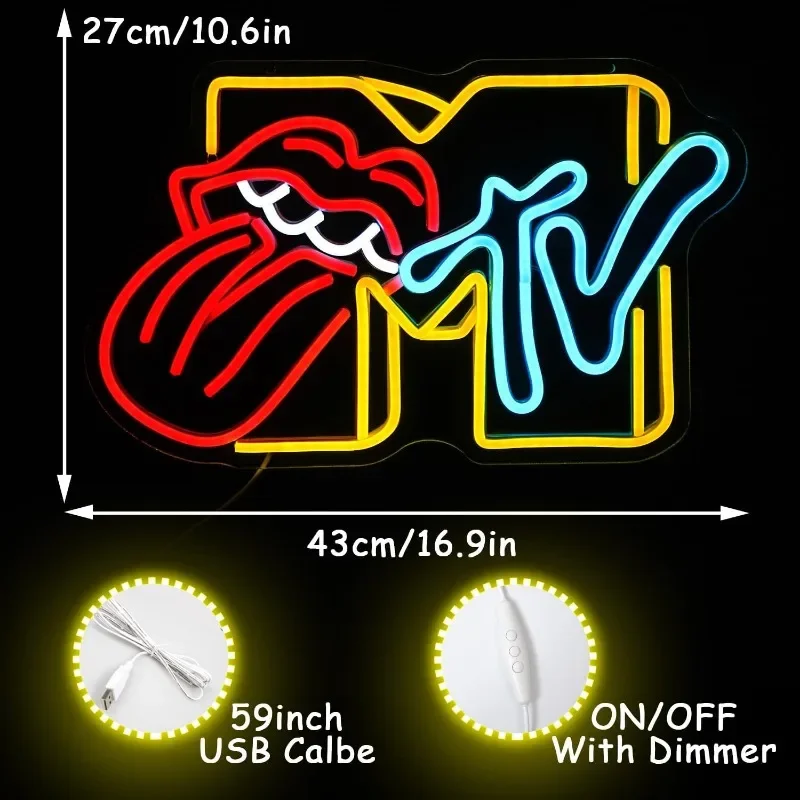 الموسيقى التلفزيون ضوء النيون لتزيين الجدران علامة مضيئة LED موسيقى الروك النيون ضوء بار نادي الموسيقى كاريوكي غرفة نوم الجدار الديكور