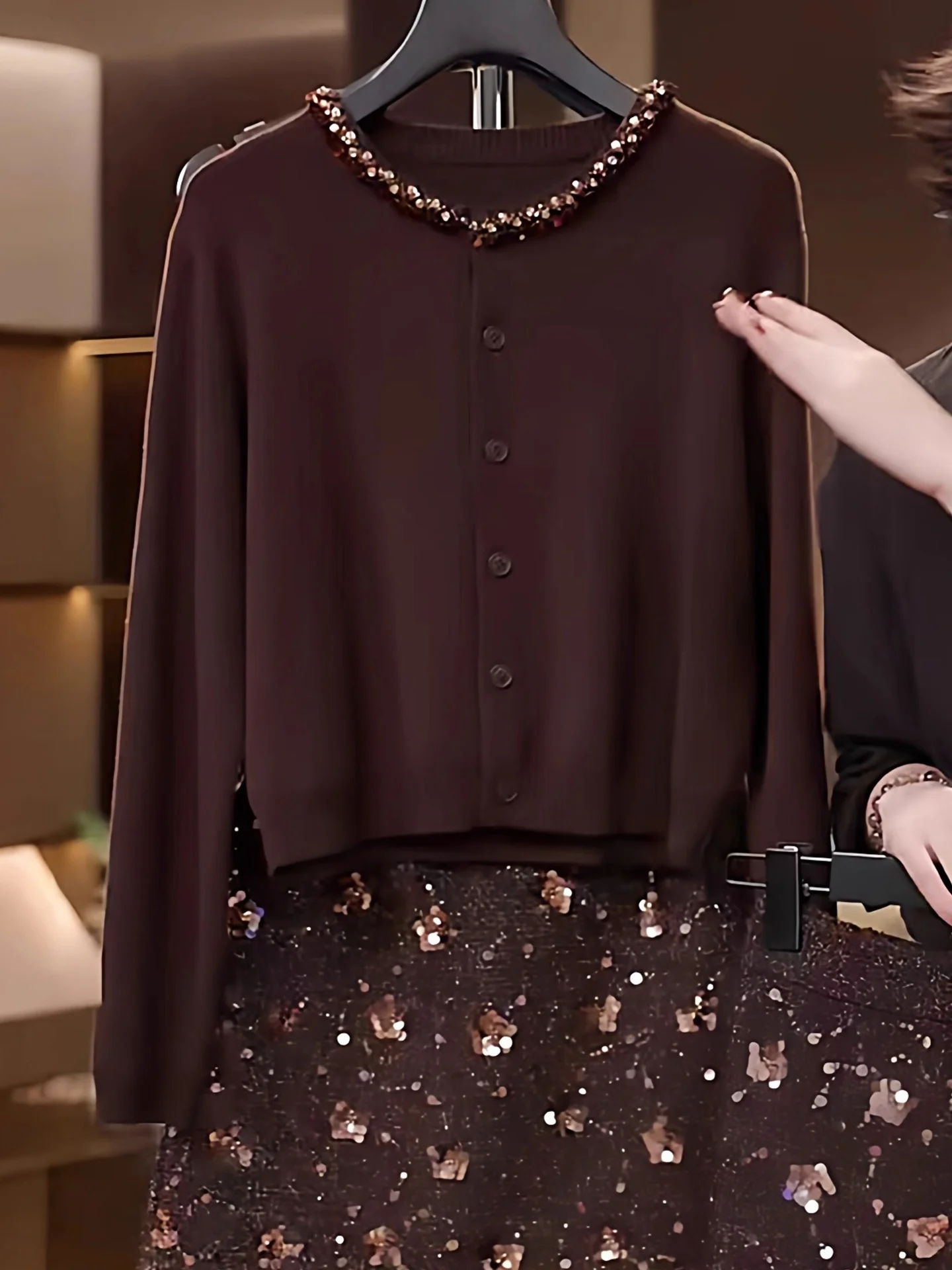 엘레 티엔드 롱 스웨터 니트 스웨터 라운드 넥 디자인 센세이션 장식 캐주얼 겨울 상의 피부 친화적인 울...