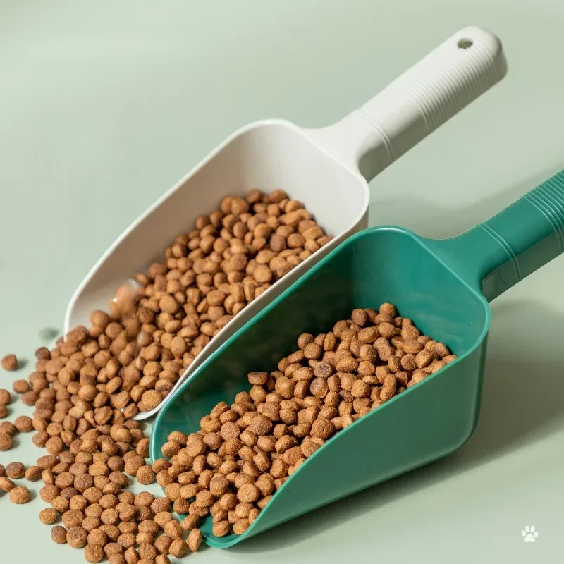 2 Colors  Excellent Pet Food Shovel with Ergonomic Handle ABS Pet Feeding Spoon Hanging Hole   for Puppy Shop