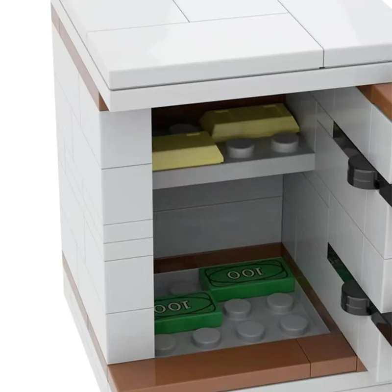 MOC sejf dekpozytowy Model klocki zestaw pieniędzy dolarowe akcesoria gotówkowe cegły złodziej policji cegły zabawki prezent