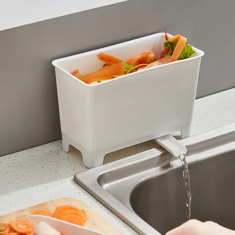 Kitchen Waste Bin with Filter for Food Residue and Soup, Sink-side Recycling Bin