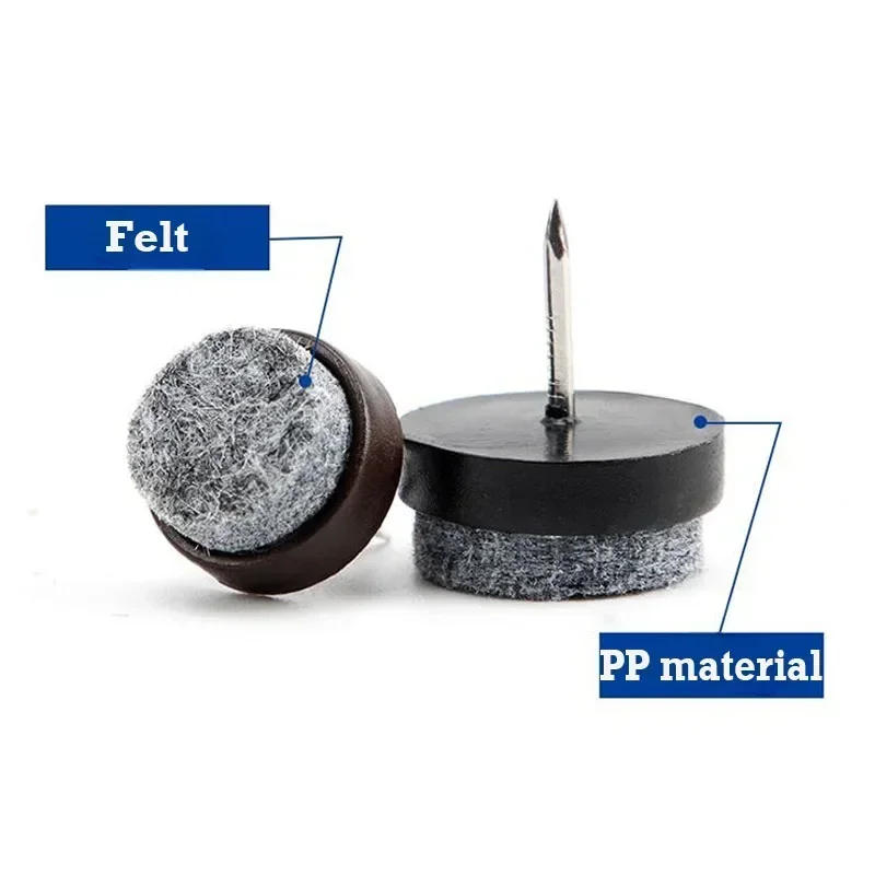 30pcs 14-28mm 플라스틱 펠트 손톱 미끄럼 방지 의자 테이블 침대 찬장 다리 패드 가구 나무 바닥 보호기 네일 하드웨어