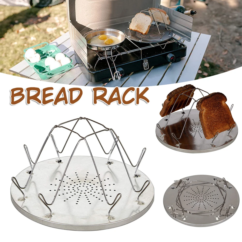 Stainless Steel 4 Slices Foldable Toaster Non-Stick Slice Bread Grills Rack Camping Equipment