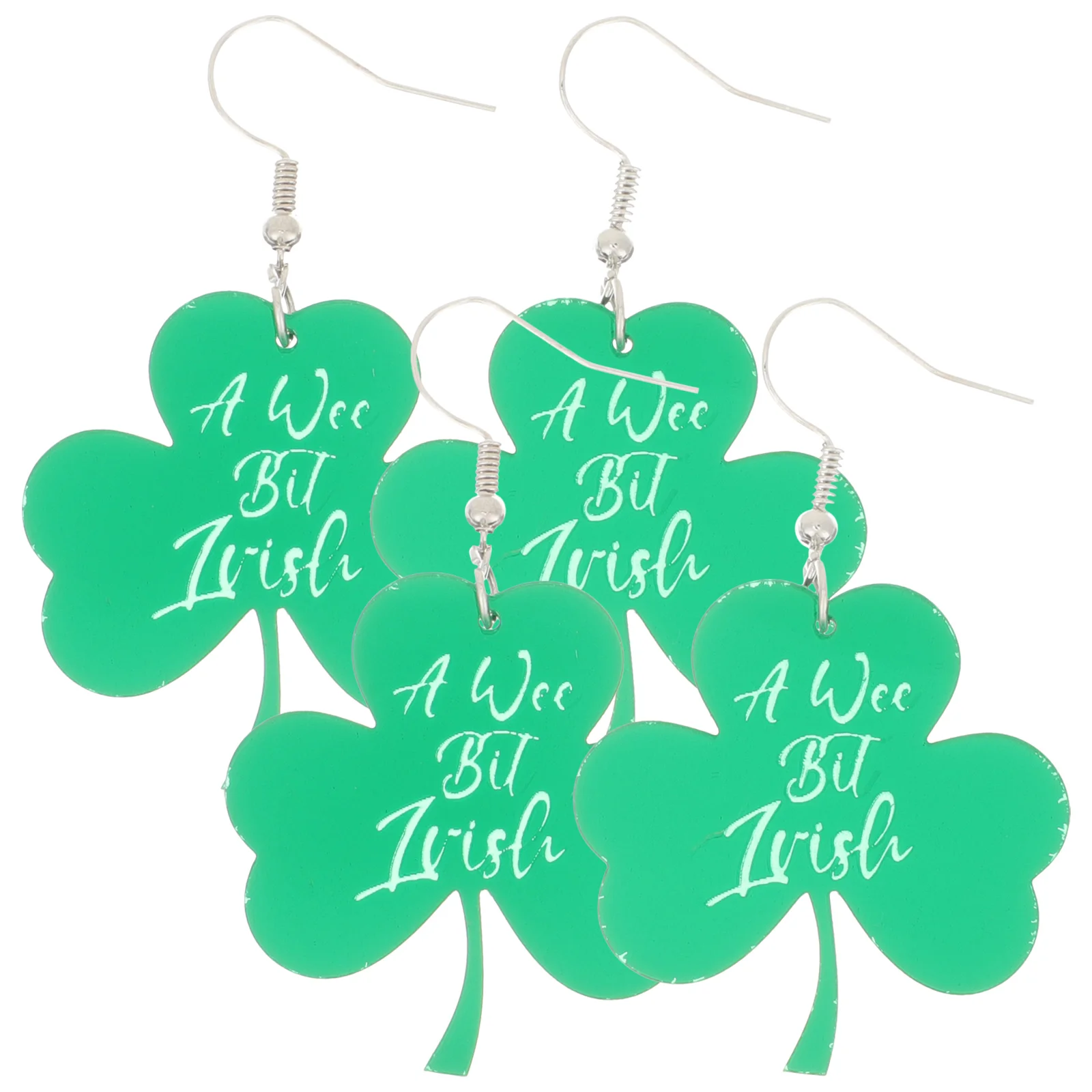 2 Pairs Pendant Four Leaf Earrings St Patricks Day Accessories Resin Danglers