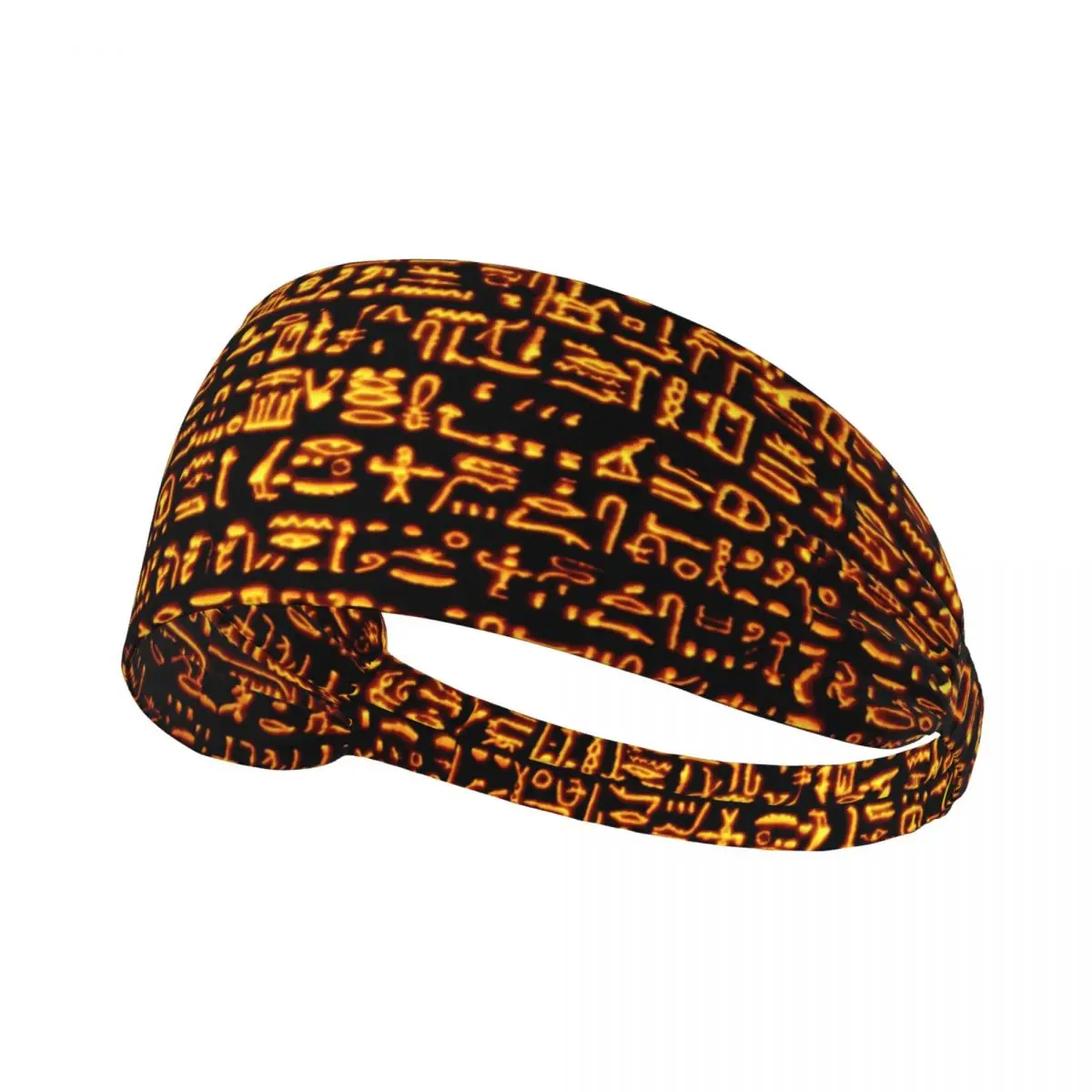 Custom Glowing Hieroglyphics Sport Headband for Women Men Stretchy Moisture Wicking Egyptian Ancient Egypt Workout Sweatband