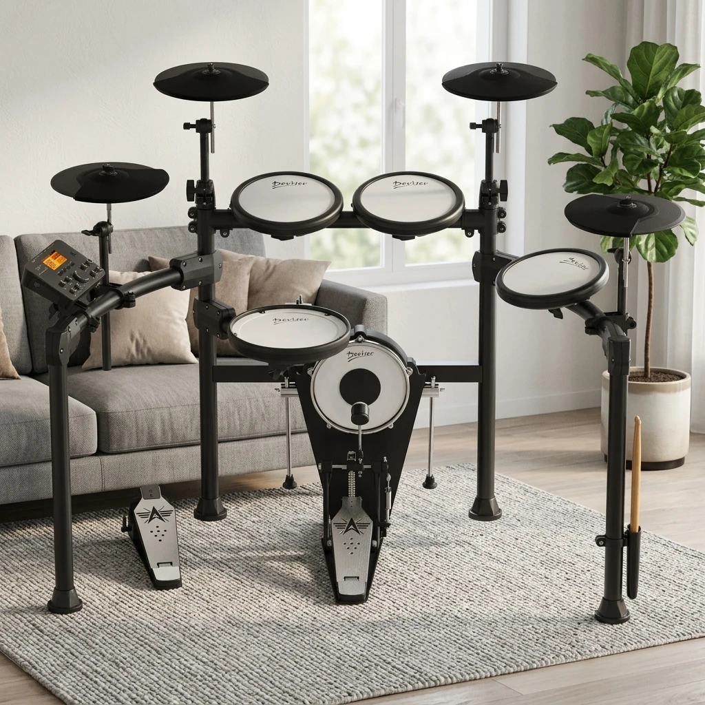 Electronic Drum Set Professional Aluminum Alloy Construction Percussion Instrument for Adults