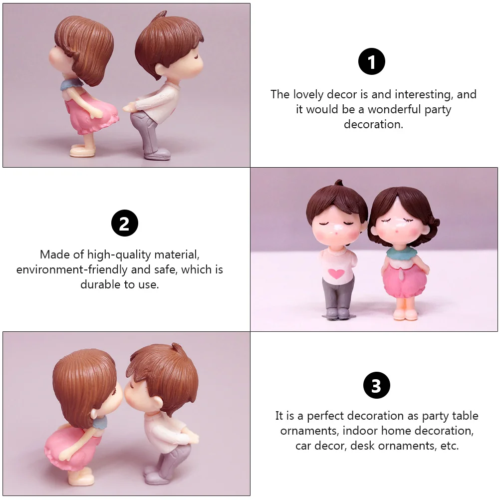 2 Sets Couple Ornaments Figurines Decor Toy House Decorations Adornment Pvc Plastic Micro Landscape Lover Lovers Wedding