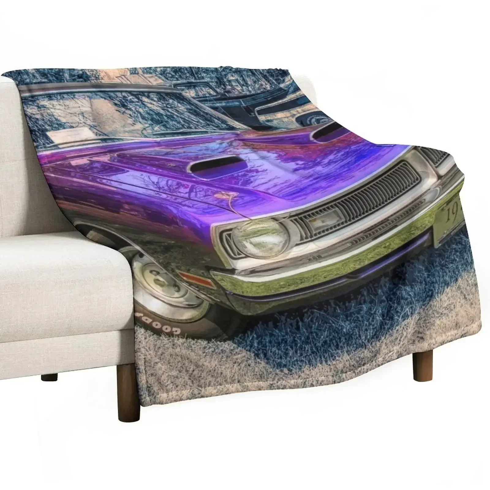 Purple 1970 Dart Swinger Front Throw Blanket heavy to sleep Thins Blankets