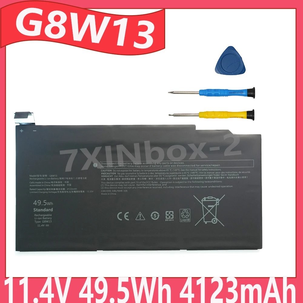 G8W13 11.4V 49.5Wh 4123mAh OEM Laptop Battery For Dell XPS 13 9315 2-in-1 Series 07HFP9 31CP4/75/101 Free tools