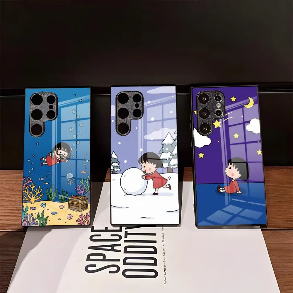 Chibi Maruko-chan Phone Case For Samsung S26 Ultra S25 Edge Ultra S23 S22 S21 Ultra Plus S24 Fe A57 A37 Glass Cover
