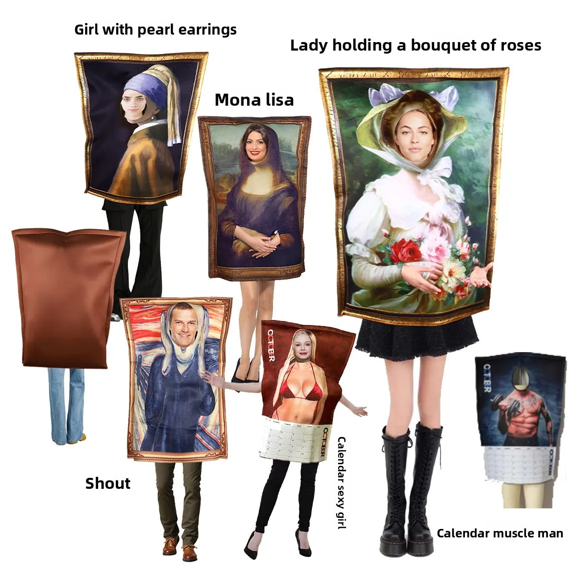 

Хэллоуин всемирно известная картина косплей костюм пара Cn журнал забавный одинаковый наряд для родителей и детей Мона Ван Гог