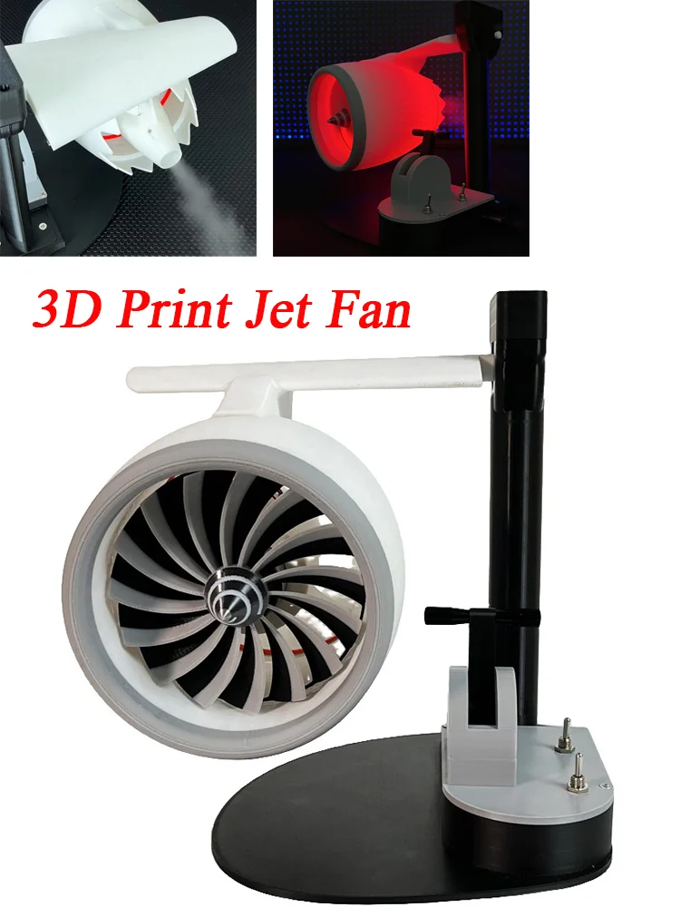 Il ventilatore domestico del giocattolo del JetFan del modello del motore del Turbofan contiene il giocattolo squisito stampato in 3D del dispositivo della fiamma della coda della luce rossa dell'atomizzazione ad ultrasuoni