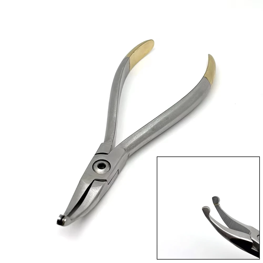 

Dental Orthodontic Plier Stainless Steel Curved Tip for Dentist - Gold Plated Handle Orthodontic Tools for Precision Work