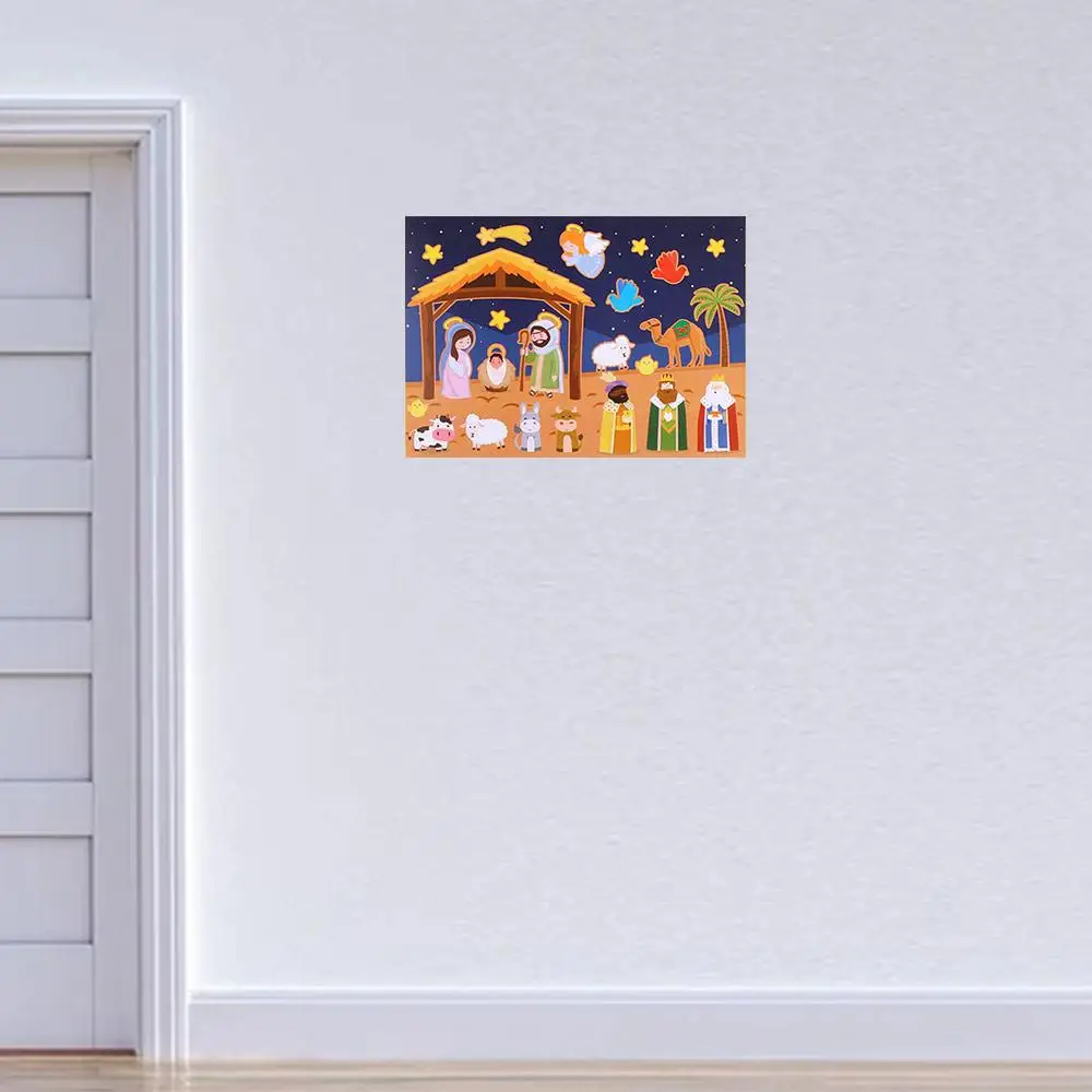 Education 24 Sheets Nativity Stickers Nativity DIY Puzzle Scenes Stickers Crafts Puzzle DIY Puzzle Games Sticker Children