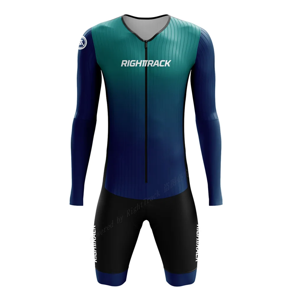 Righttrack Sport Cycling Men\'s Long SLeeve Skinsuit Gel Pad Riding Clothing Perforamce Tri Suit Road Bike Mtb Jumpsuit Uniforme