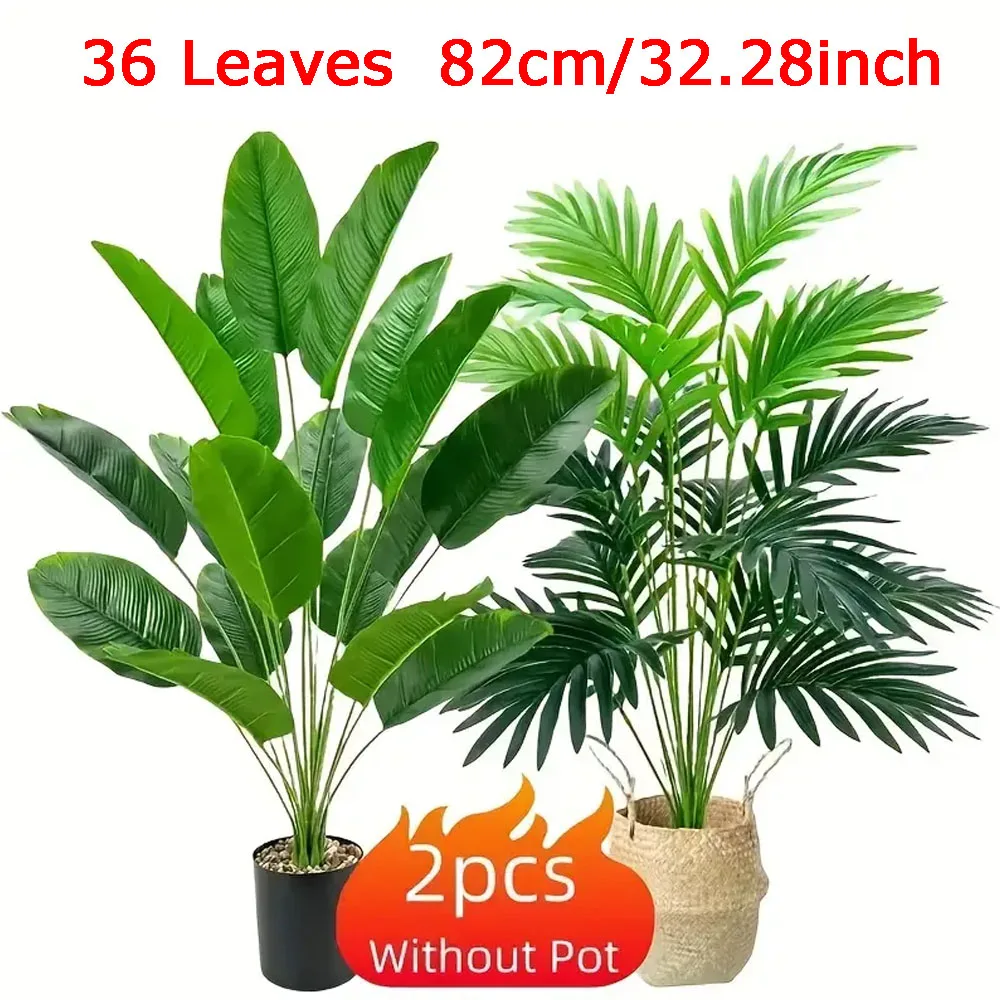 2 Stück 82 cm große Simulation künstlicher Palme und Bananenblätter Topfpflanzen für den Innenbereich, Grünpflanzen, Garten-Topfpflanze – Detail 6