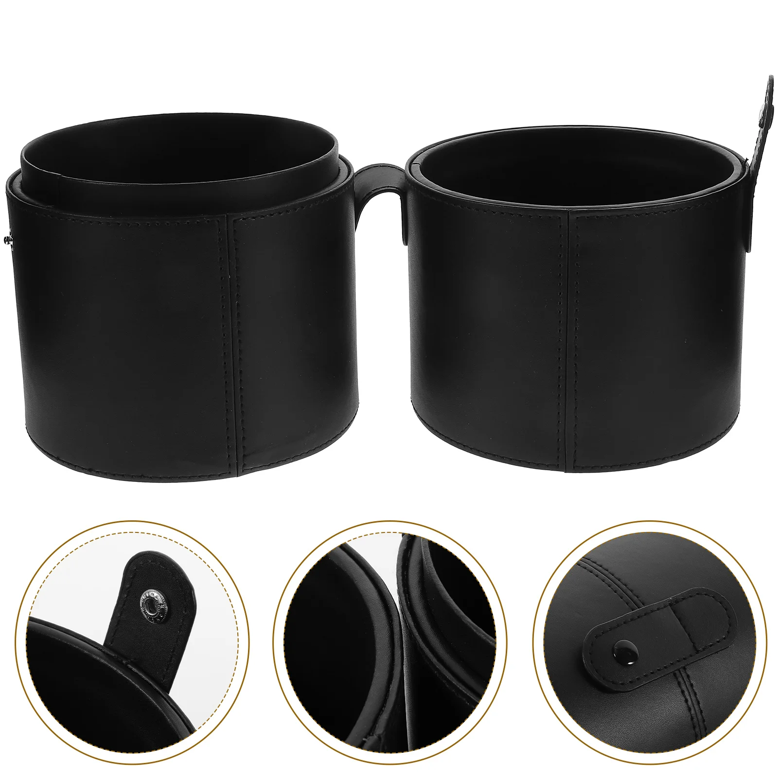 Travel Brush Cup Makeup Storage Portable Beauty Cylinder (black Barrel) Bag Case Pu