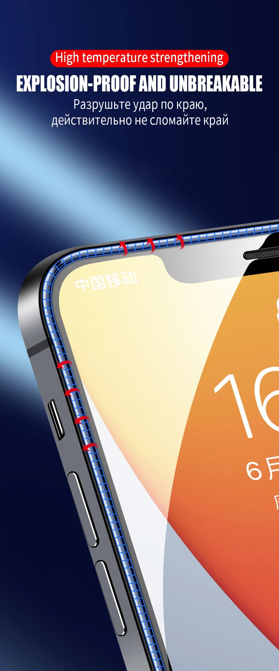 Displayschutzfolie aus gehärtetem Glas für iPhone 16, 15, 14, 13, 12, 11, 18 Pro Max, Schutzglas für iPhone 6, 6S, 7, 8, SE, X, XS, XR, Max. – Detail 5