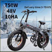 20*4.0-Inch Fat Tire Folding E Bike 750W Motor 48V10Ah Samsung Lithium Battery Adjustable Speed Electric Bicycle Electric Bike