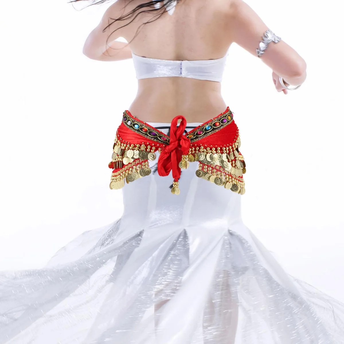 Sciarpa per fianchi con cintura creativa per danza del ventre, gialla, durevole, confortevole, con monete, diamanti, regolabile per la pratica delle prestazioni delle donne