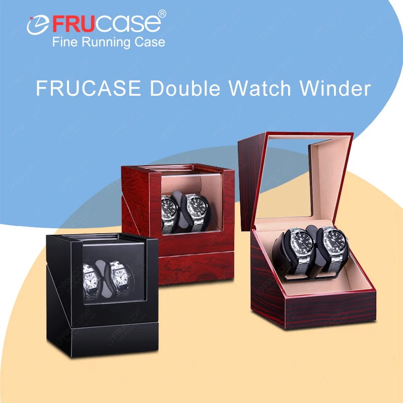 FRUCASE Double Watch Winder For Automatic Watches Watch Box USB Charging 2+0 with Battery Option