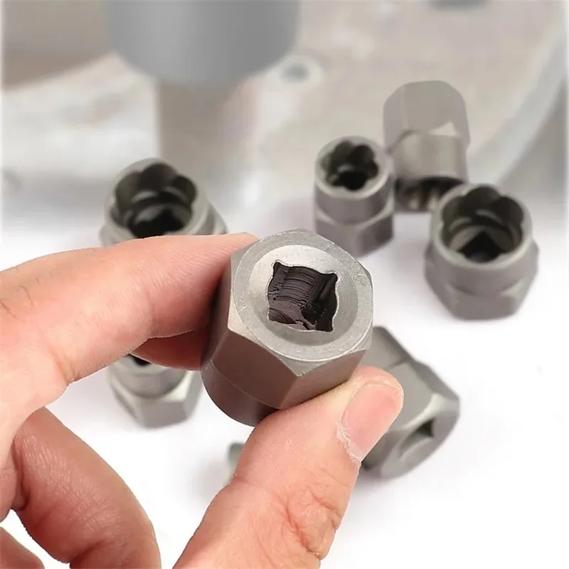 Removedor de tuercas peladas con adaptador hexagonal, juego de casquillos de extracción, removedor de tuercas y pernos y tuercas de impacto, 14 Uds.