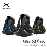 Delux M618 PLUS Vertical Mouse Gaming Wired Ergonomics Mice Wireless 6 Buttons 4000 DPI Optical Right Hand For PC Laptop