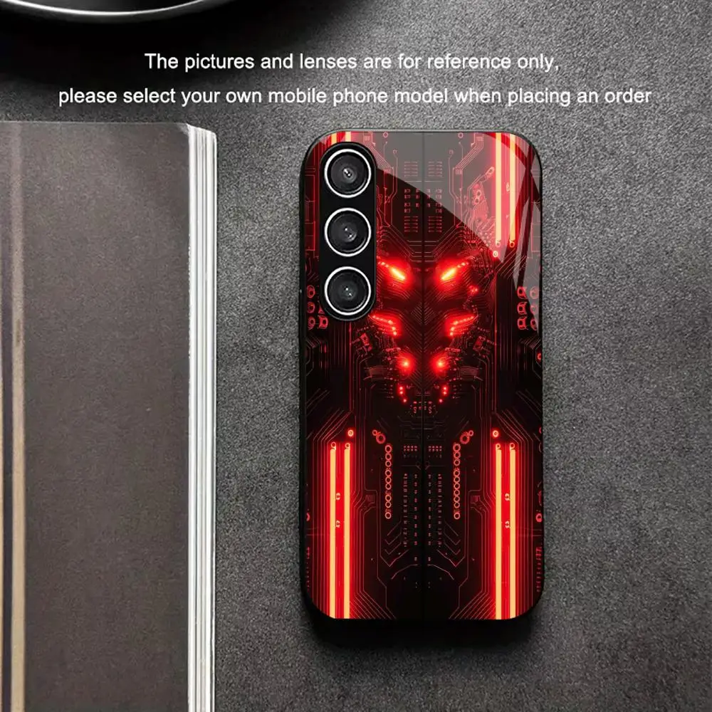 Darkness Demon mecha Glass PhoneCase for Samsung Galaxy S26 S25 S24 S23 S22 FE,Ultra,Plus Built-in glass Darkness Exquisite Game