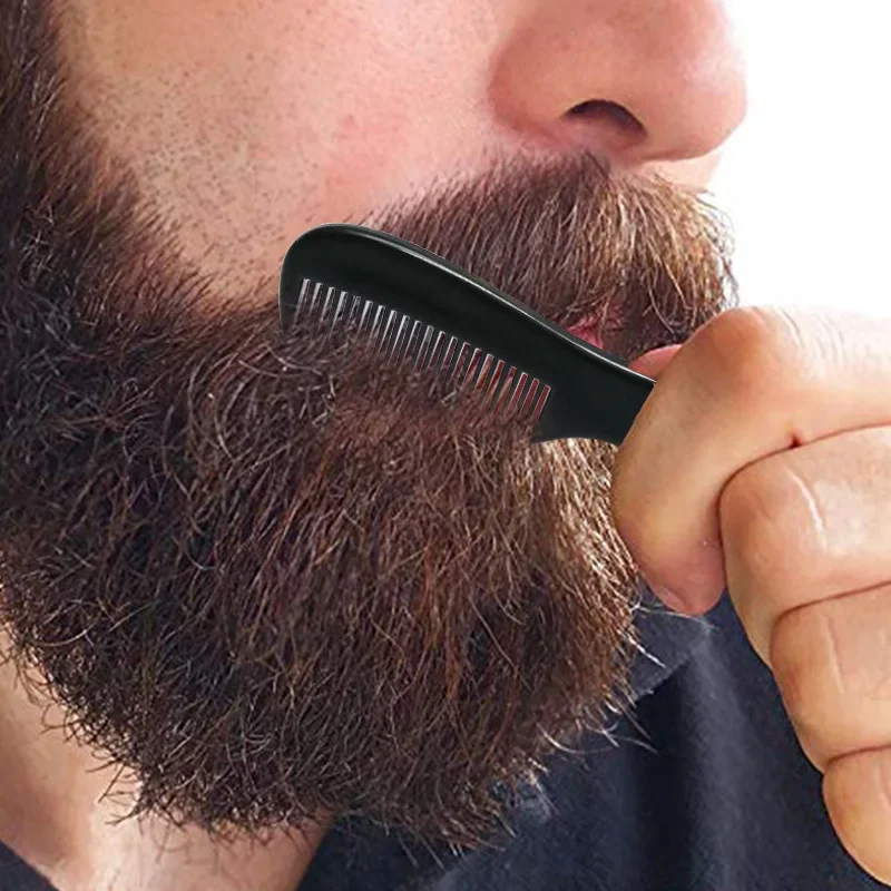 1pc Black Mini Pocket Beard Comb for Men Plastic Moustache Facial Hairbrush Beard Styling Detangling Combs