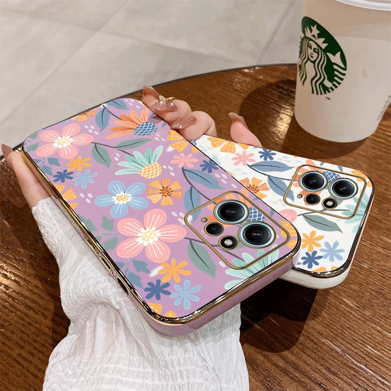 Note 12 Flower Ball Luxury Plating Phone Case For Xiaomi Redmi Note 12 12S 12Pro 12Turbo 12R 13 13Pro 11Pro 11T 11S 10 10S Cover