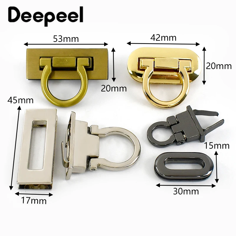 2Pcs Deepeel Metal Turn Twist Lock Clasp Bags Closure Buckle Handbag Purse Decor Snap Locks Clasps Luggage Hardware Accessories