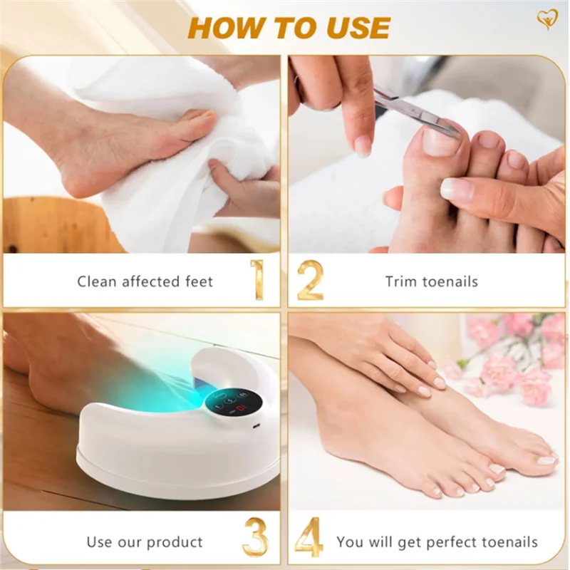 Anti Infection Paronychia Onychomycosis Grow Toe Nail Wireless Nail Fungus Laser Device 14Pcs 470Nm Blue Light Toenails