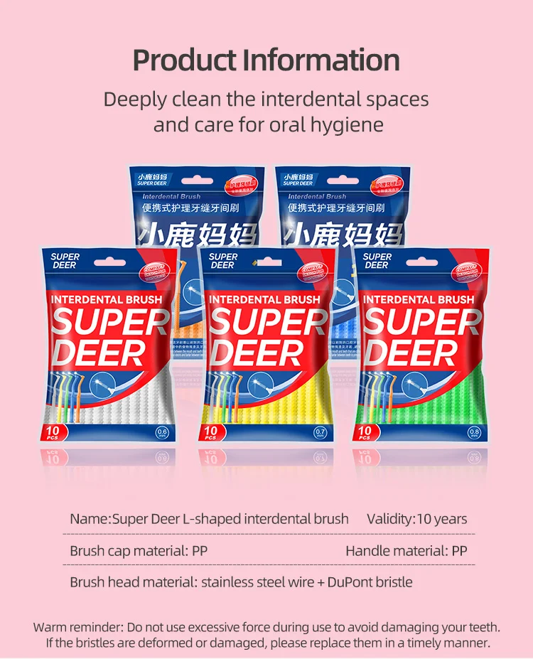 Super Deer 0,7-mm-L-förmiger Interdentalbürste mit weichen Borsten, Interdental-Zahnbürsten zur Reinigung zwischen den Zähnen, geeignet für Zahnspangen. – Detail 9