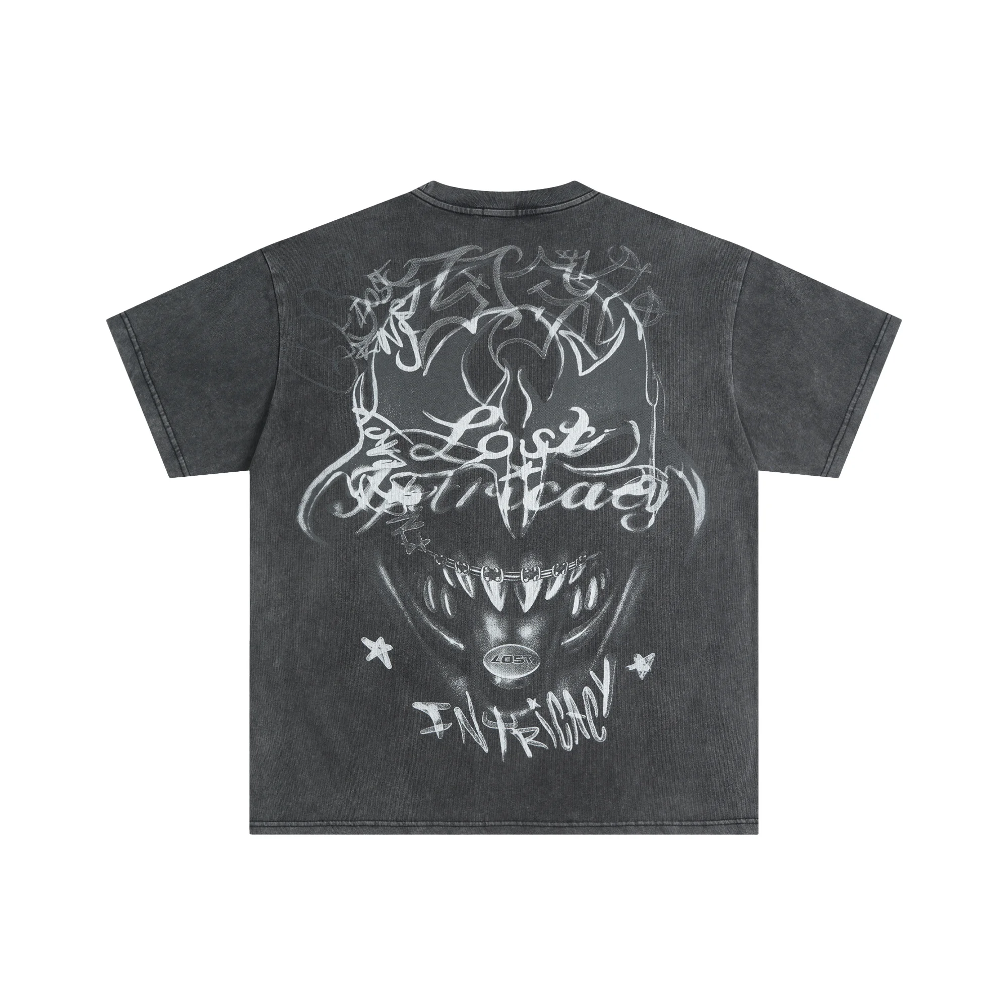 Lost Intricacy Diamond-Studded Craftsmanship Thrilling Water Washed Antique Short-Sleeved T-Shirt