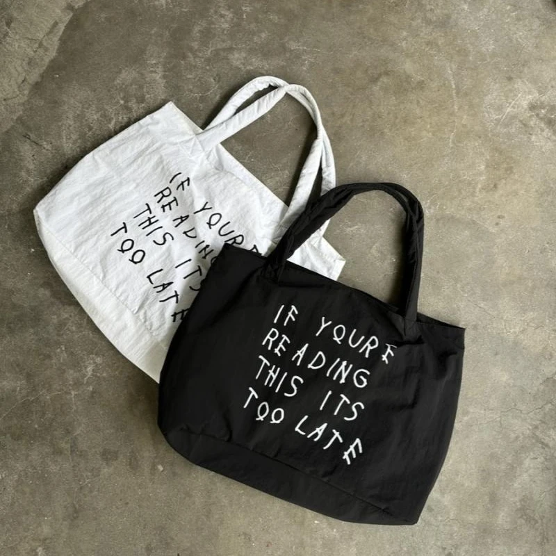 High-capacity Simple Letter Print Tote Bags Women Vintage Casual Grunge Underarm Bag Fashion All Match Shopping Shoulder Handbag