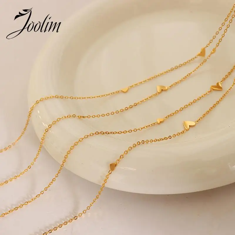 Joolim Jewelry PVD Tarnish Free Minimalist Delicate Versatile Love Wafer Heart Pendant Stainless Steel Necklace Trend for Women