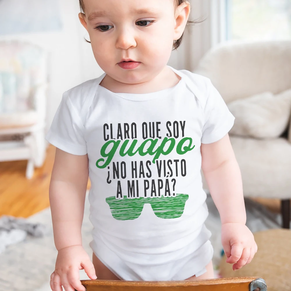 Of Course I'm Handsome You Haven't Seen My Dad Print Baby Romper Funny Newborn Bodysuit Cute Infant Short Sleeve Jumpsuit Outfit