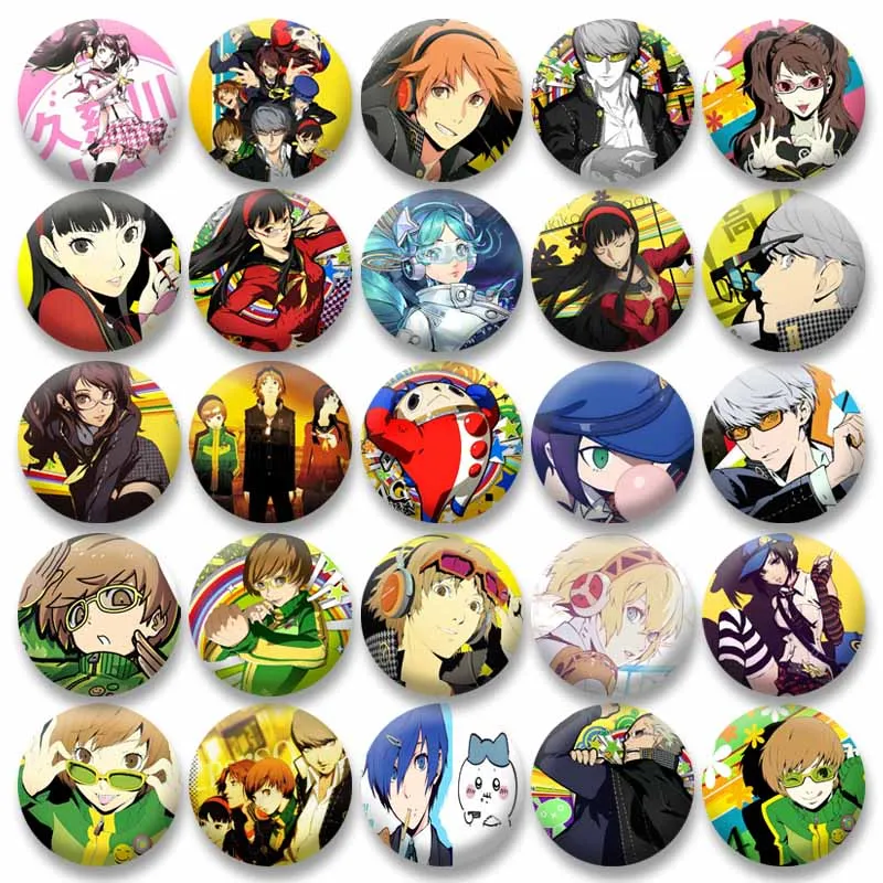 

Anime Game Series Button Badges Yu Narukami Yosuke Lapel Pins Cartoon Chie Satonaka Yukiko Brooch Custom Jewelry Accessories